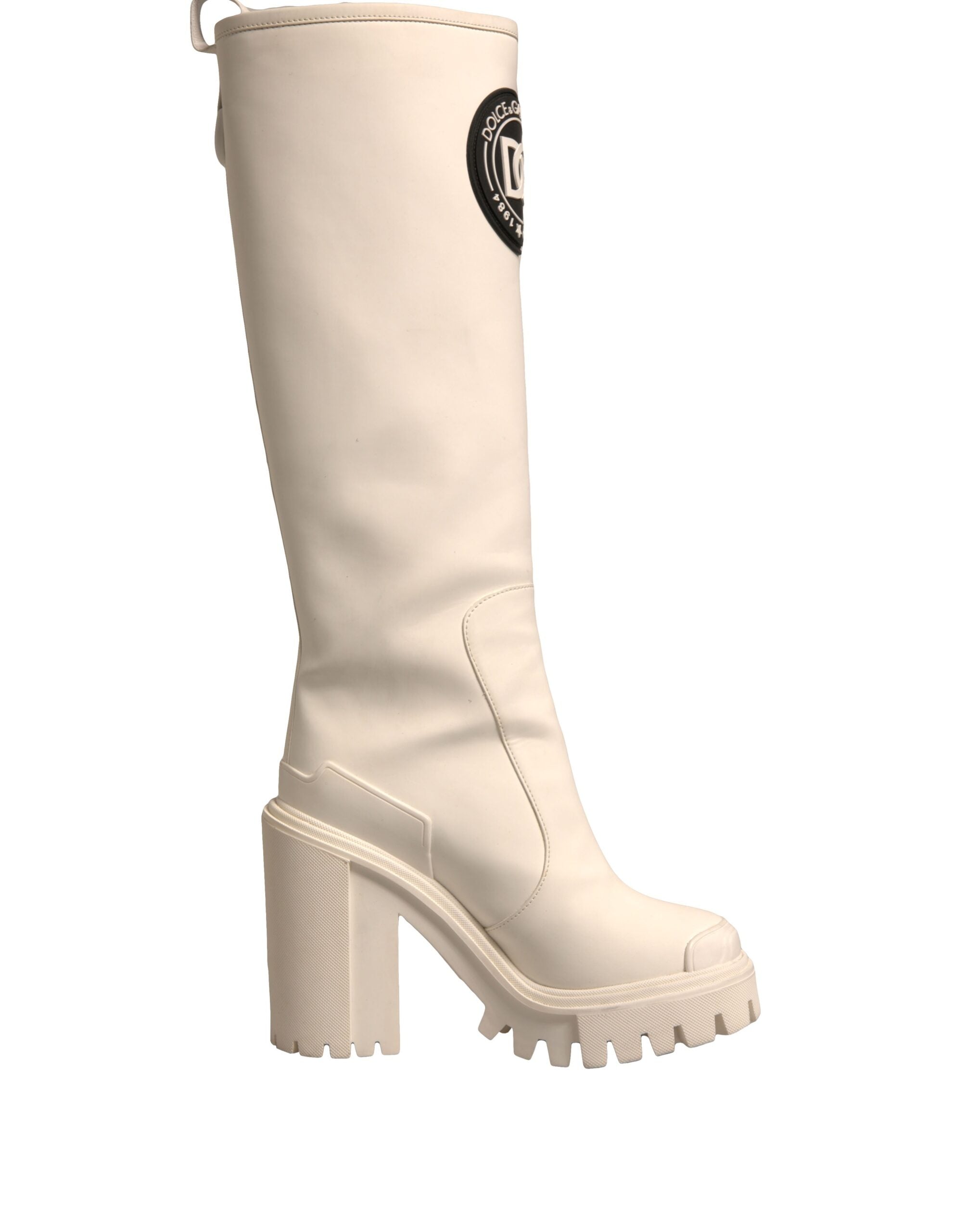 Dolce &amp; Gabbana – Weiße DG-Logo-Hi-Trekking-Plateau-Bikerstiefel