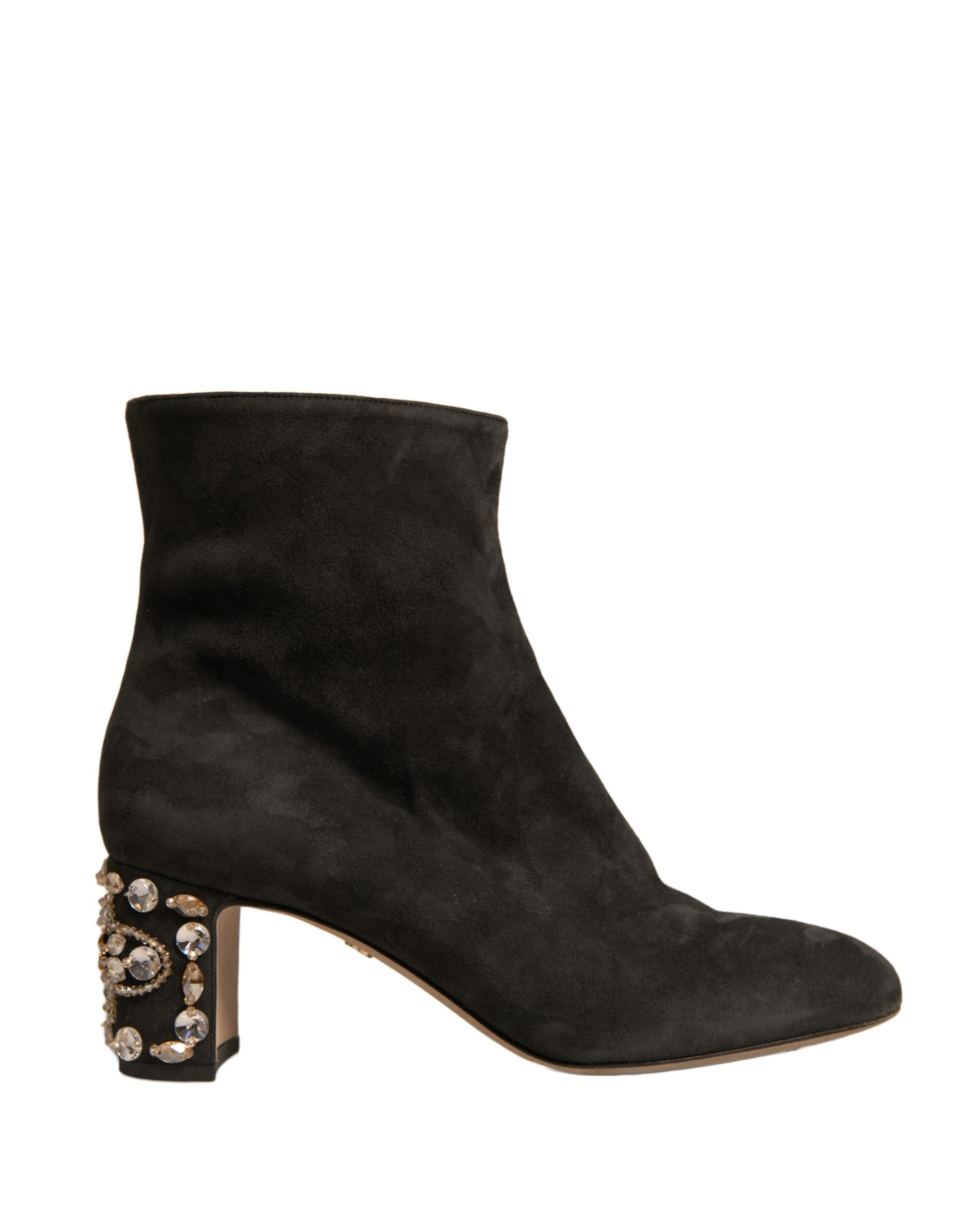 Dolce &amp; Gabbana – Schwarze Stiefeletten mit verziertem Absatz