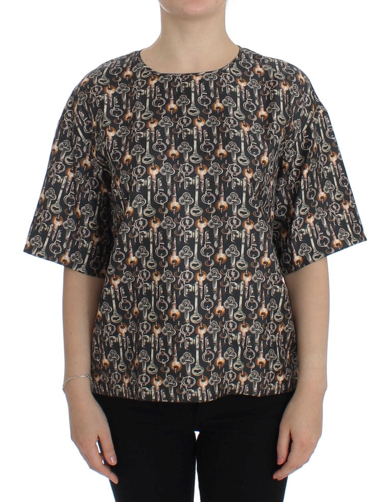 Dolce &amp; Gabbana – Seidenbluse „Enchanted Sicily“ mit mittelalterlichem Schlüssel-Print
