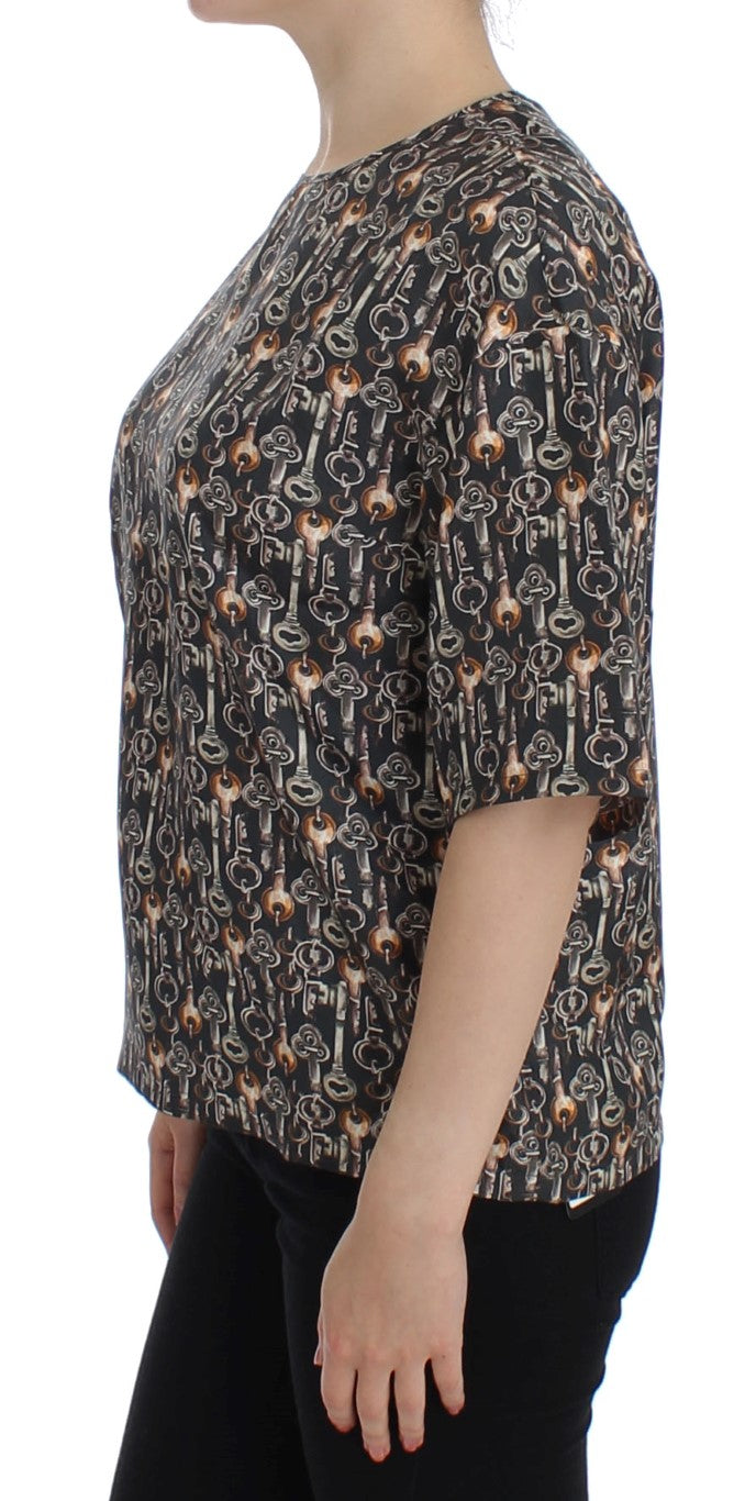 Dolce &amp; Gabbana – Seidenbluse „Enchanted Sicily“ mit mittelalterlichem Schlüssel-Print