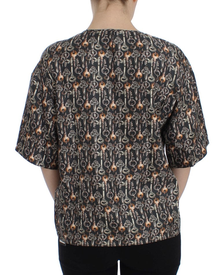 Dolce &amp; Gabbana – Seidenbluse „Enchanted Sicily“ mit mittelalterlichem Schlüssel-Print