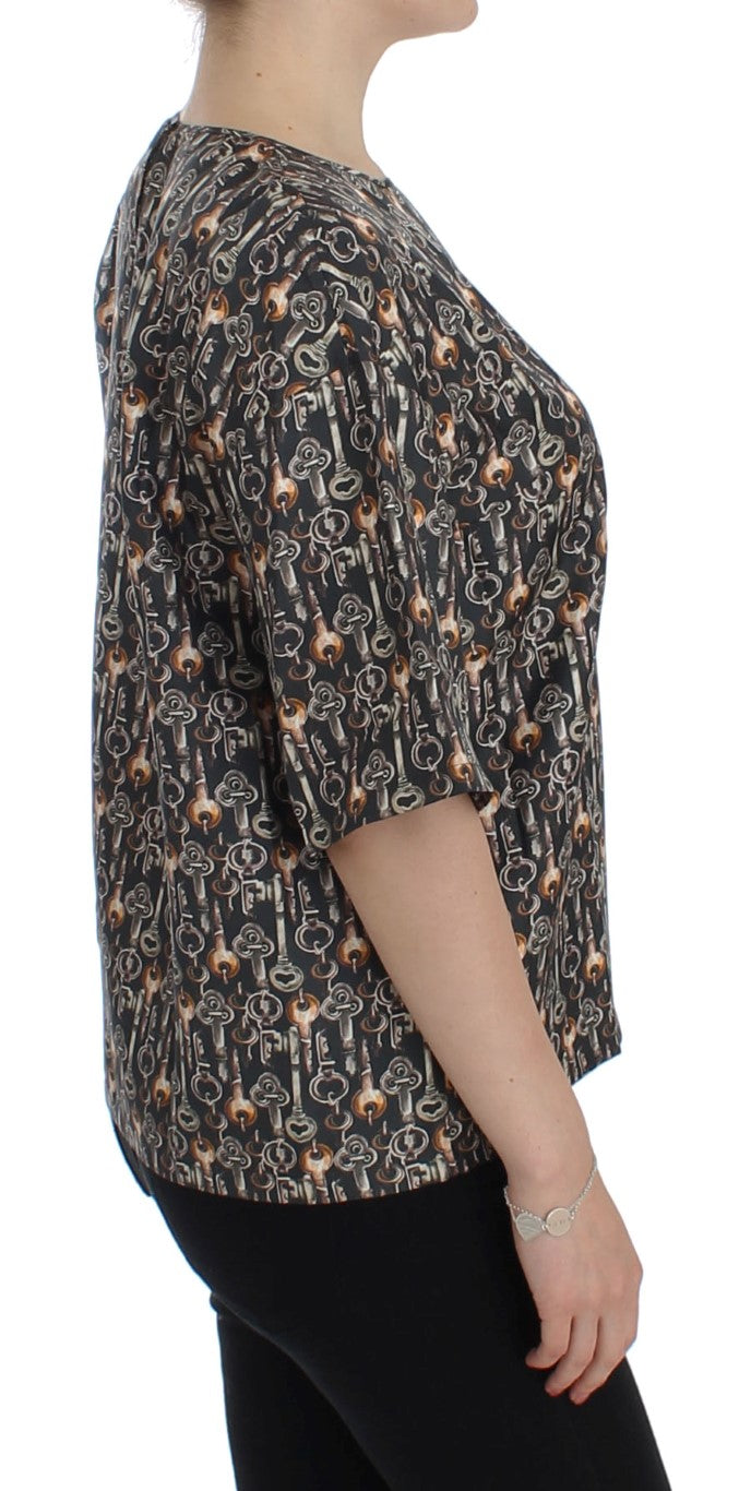 Dolce &amp; Gabbana – Seidenbluse „Enchanted Sicily“ mit mittelalterlichem Schlüssel-Print