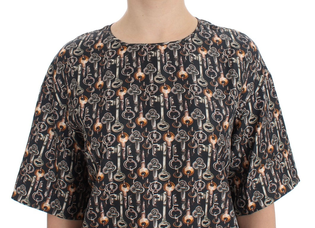 Dolce &amp; Gabbana – Seidenbluse „Enchanted Sicily“ mit mittelalterlichem Schlüssel-Print