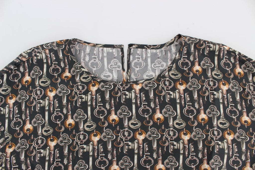 Dolce &amp; Gabbana – Seidenbluse „Enchanted Sicily“ mit mittelalterlichem Schlüssel-Print