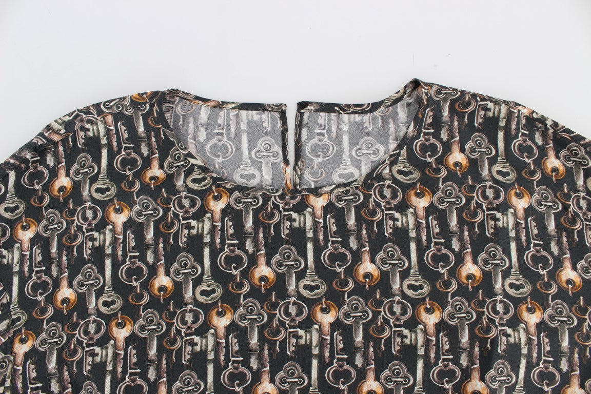 Dolce &amp; Gabbana – Seidenbluse „Enchanted Sicily“ mit mittelalterlichem Schlüssel-Print