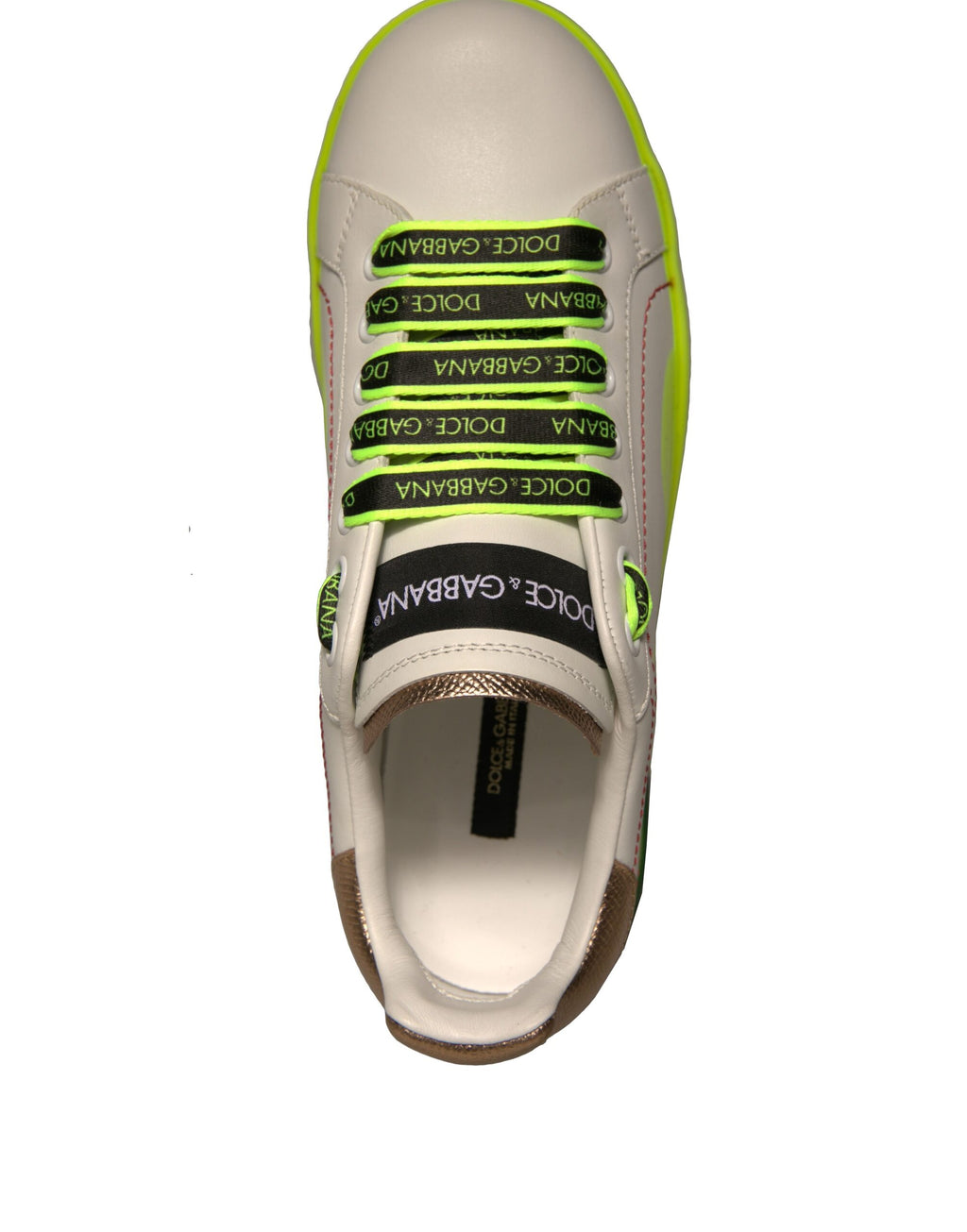 Dolce &amp; Gabbana Weiß Gelb Portofino Leder Sneakers Schuhe