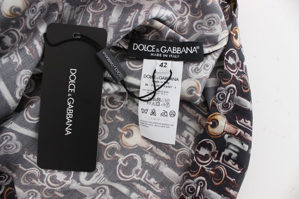 Dolce &amp; Gabbana Enchanted Sicily Seidenbluse mit Schlüssel-Print