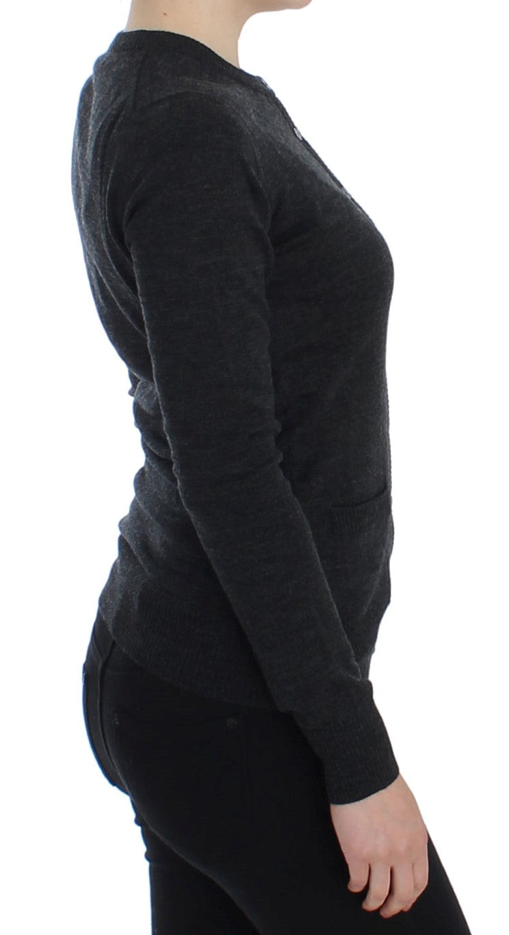 Dolce &amp; Gabbana Eleganter grauer Woll-Cardigan