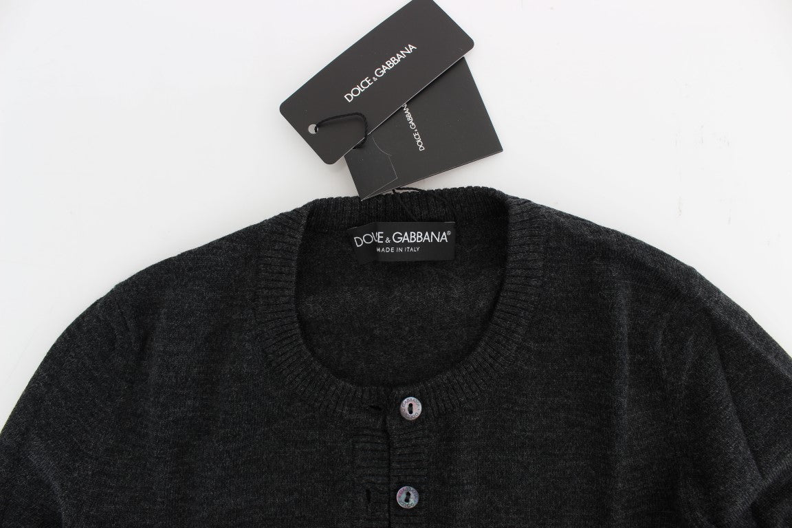 Dolce &amp; Gabbana Eleganter grauer Woll-Cardigan