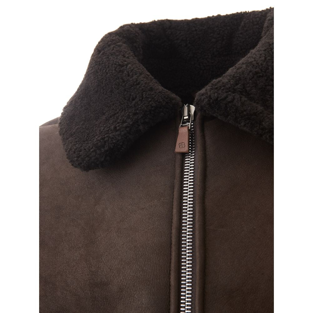 Lardini Elegante braune Montone-Lederjacke