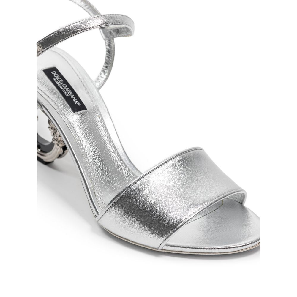 Dolce &amp; Gabbana Silberne Ledersandalen