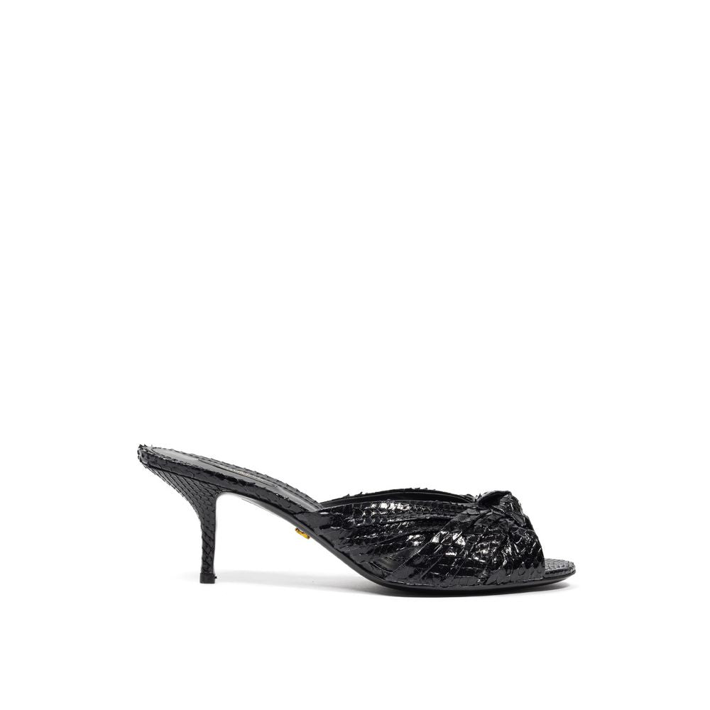 Dolce &amp; Gabbana Schwarze Sandalen mit Schlangenhaut