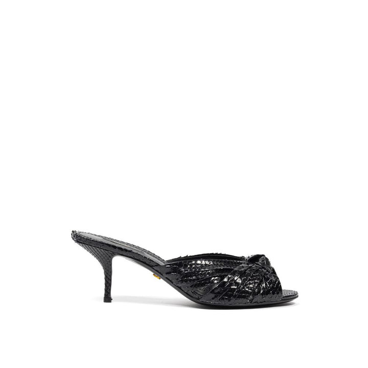 Dolce &amp; Gabbana Di Pitone Sandale aus schwarzem Leder