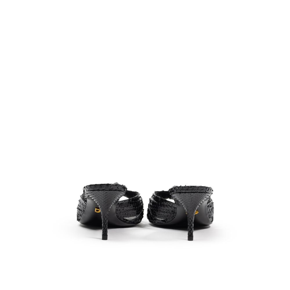 Dolce &amp; Gabbana Schwarze Sandalen mit Schlangenhaut