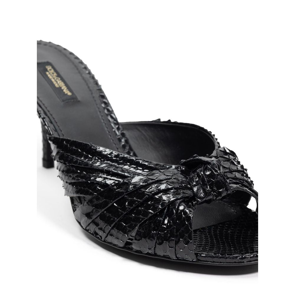 Dolce &amp; Gabbana Schwarze Sandalen mit Schlangenhaut
