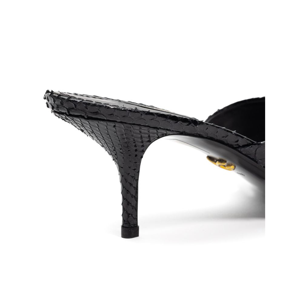 Dolce &amp; Gabbana Schwarze Sandalen mit Schlangenhaut