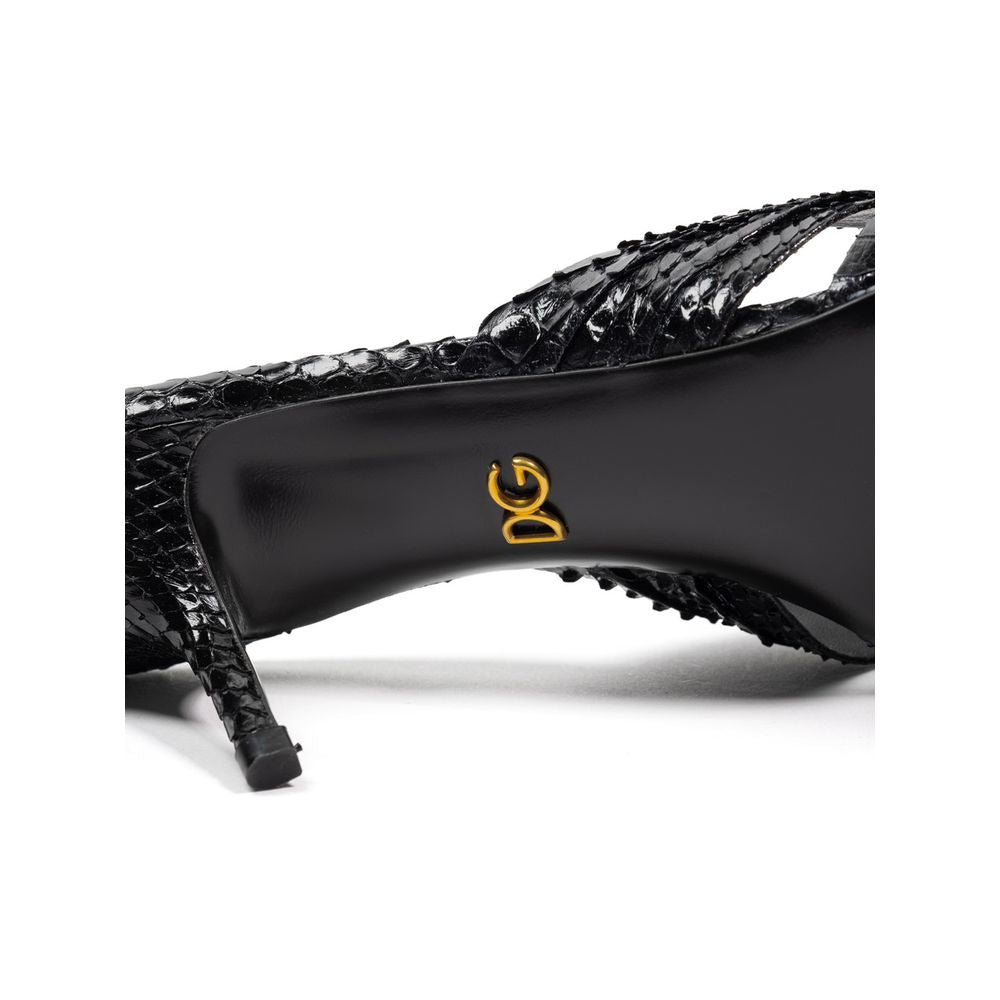 Dolce &amp; Gabbana Schwarze Sandalen mit Schlangenhaut