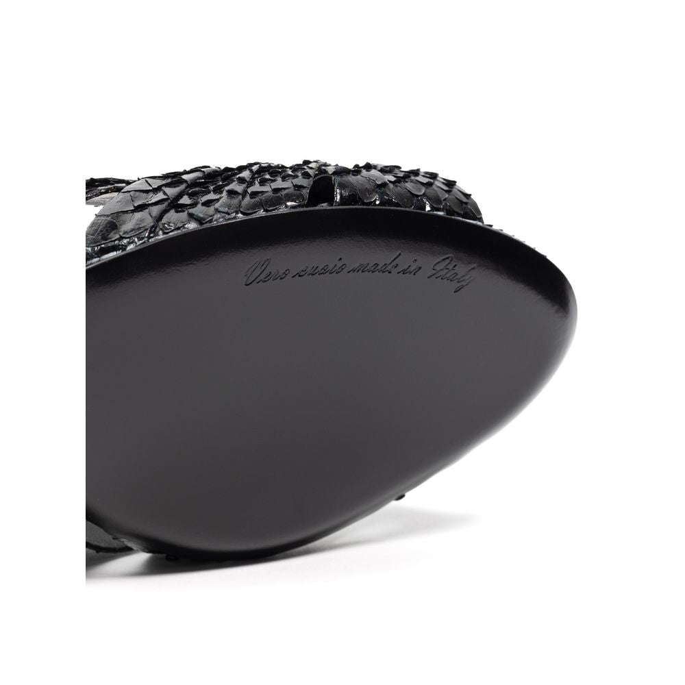 Dolce &amp; Gabbana Schwarze Sandalen mit Schlangenhaut