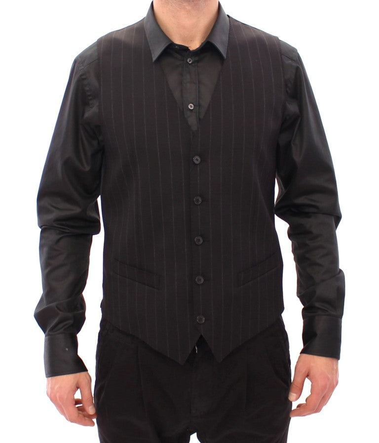 Dolce &amp; Gabbana Elegante schwarz gestreifte Wollweste