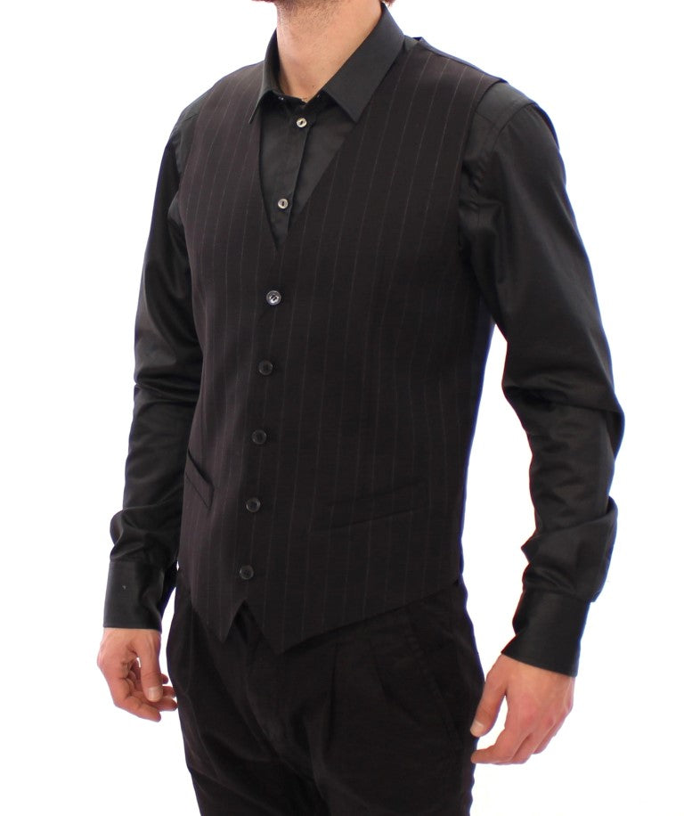 Dolce &amp; Gabbana Elegante schwarz gestreifte Wollweste