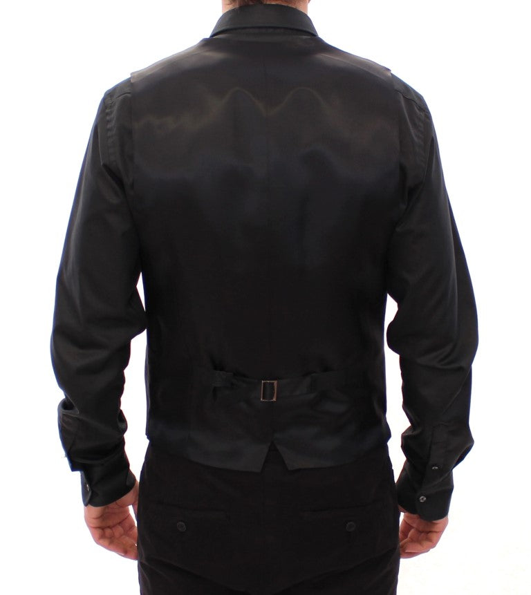 Dolce &amp; Gabbana Elegante schwarz gestreifte Wollweste