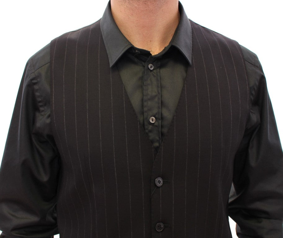 Dolce &amp; Gabbana Elegante schwarz gestreifte Wollweste