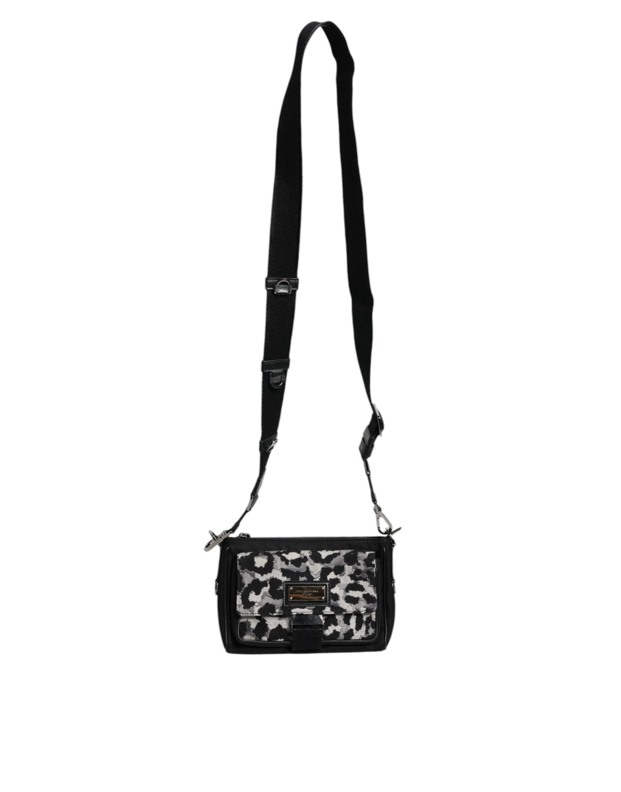 Dolce &amp; Gabbana – Mehrfarbige Umhängetasche aus Jacquard mit Leopardenmuster