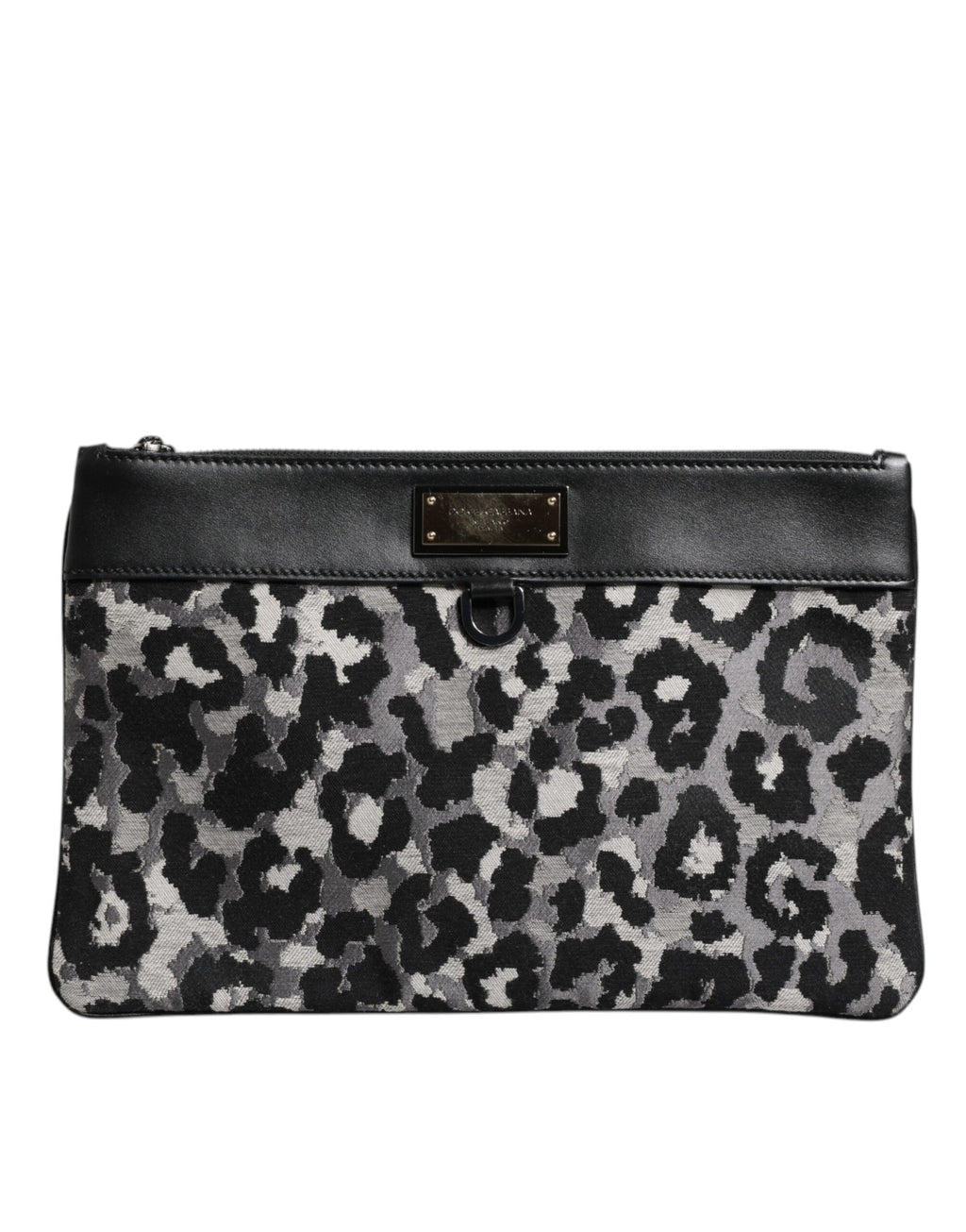 Dolce &amp; Gabbana Mehrfarbige Jacquard-Tasche mit Logo-Schild und Leopardenmuster für Herren
