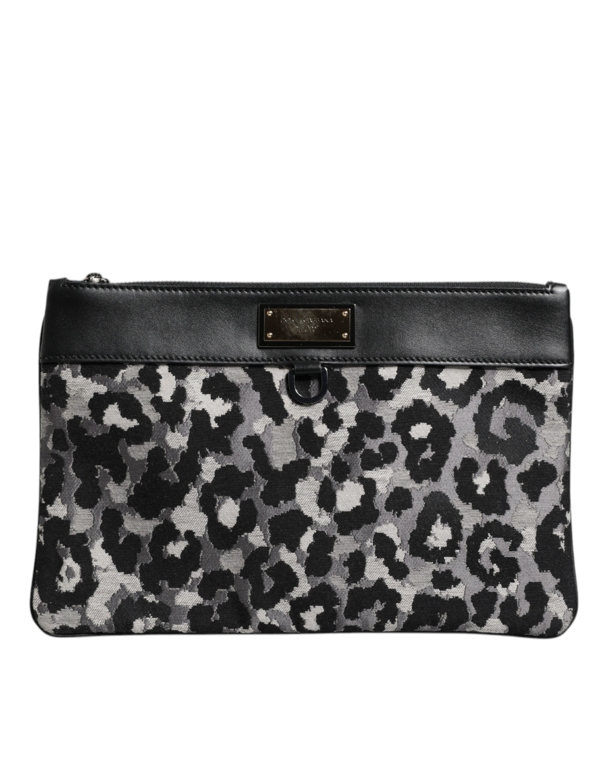 Dolce &amp; Gabbana Mehrfarbige Jacquard-Tasche mit Logo-Schild und Leopardenmuster für Herren