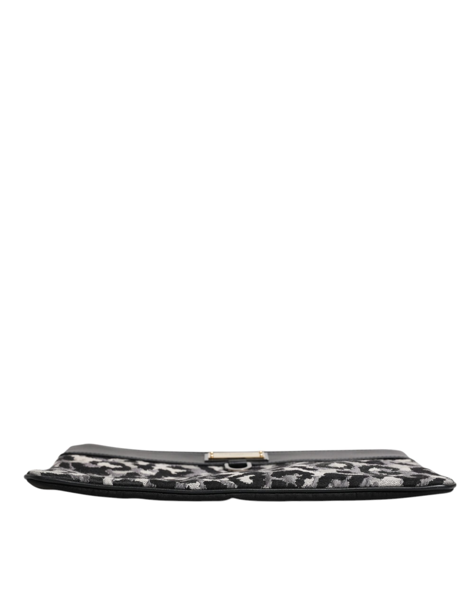 Dolce &amp; Gabbana Mehrfarbige Jacquard-Tasche mit Logo-Schild und Leopardenmuster für Herren