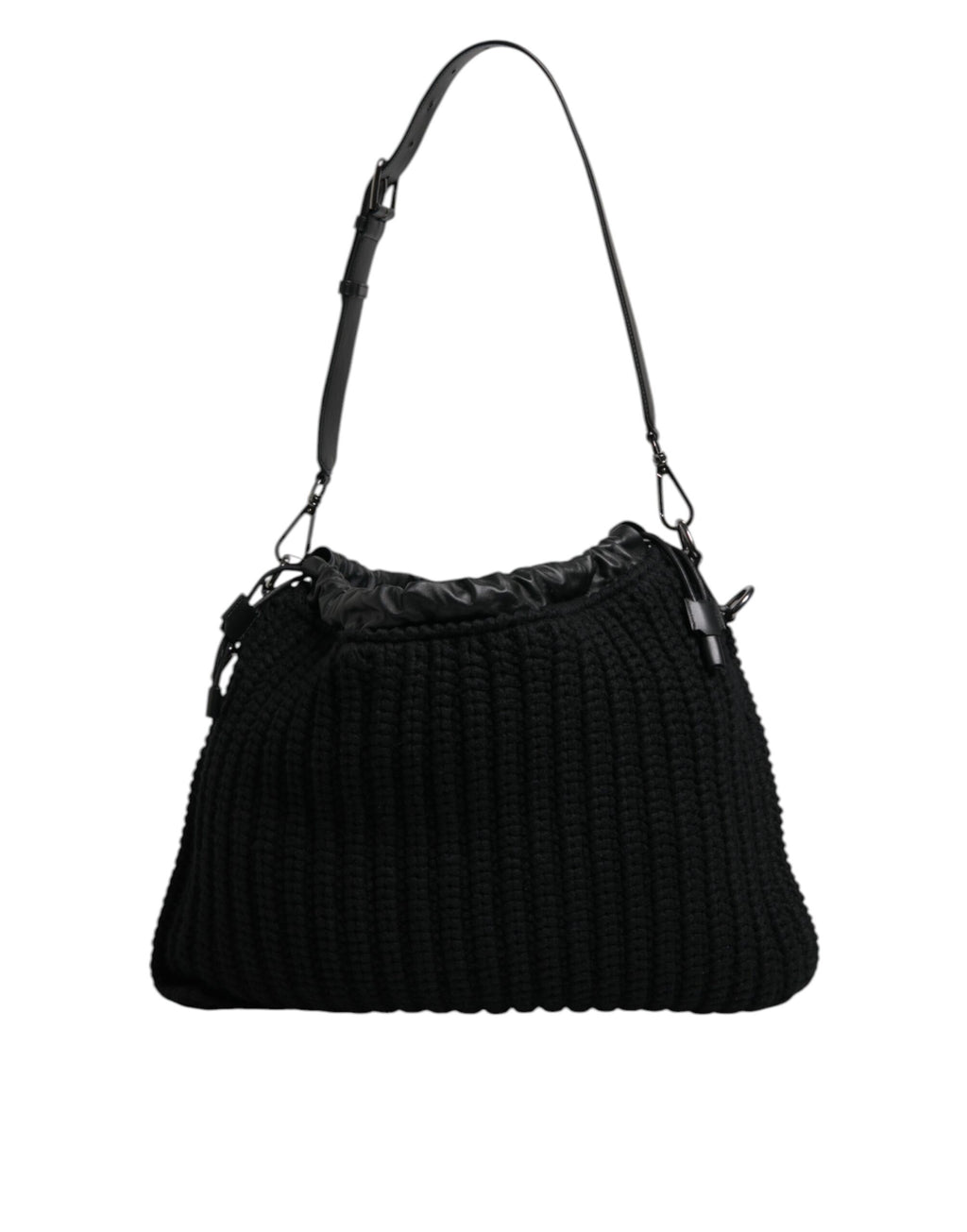 Dolce &amp; Gabbana – Schwarze Schultertasche aus gestricktem Kaschmirleder