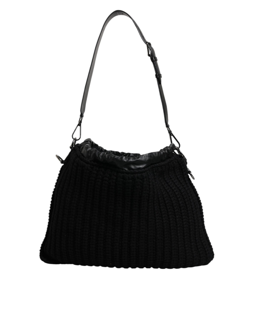 Dolce &amp; Gabbana – Schwarze Schultertasche aus gestricktem Kaschmirleder