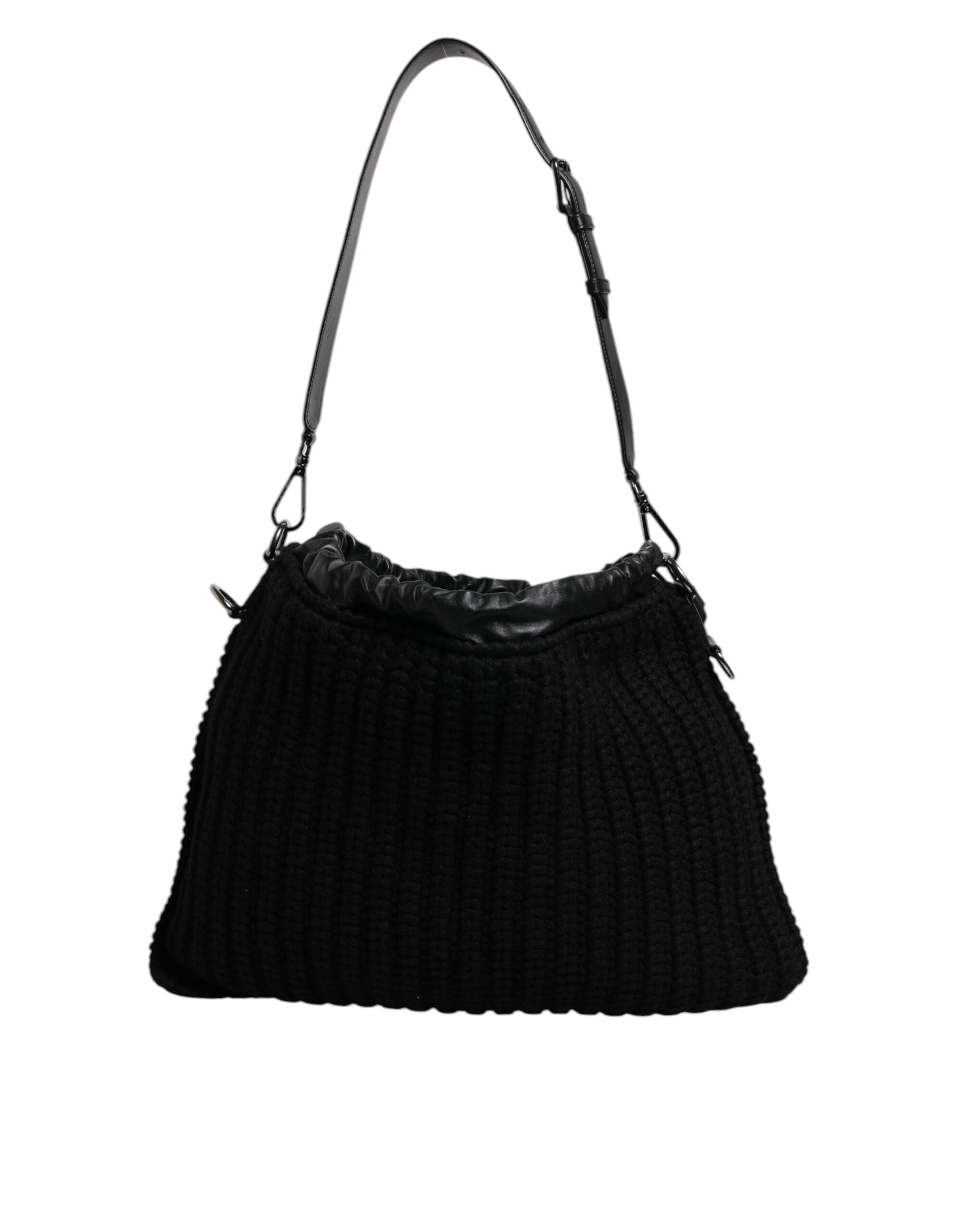 Dolce &amp; Gabbana – Schwarze Schultertasche aus gestricktem Kaschmirleder