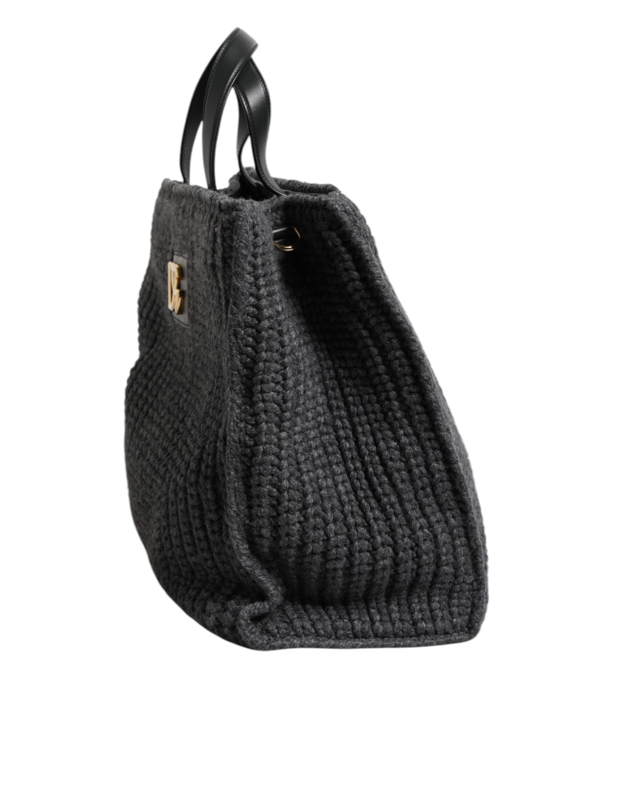 Dolce &amp; Gabbana – Große Shopper-Tasche mit DG-Logo in Schwarz mit Häkelmuster