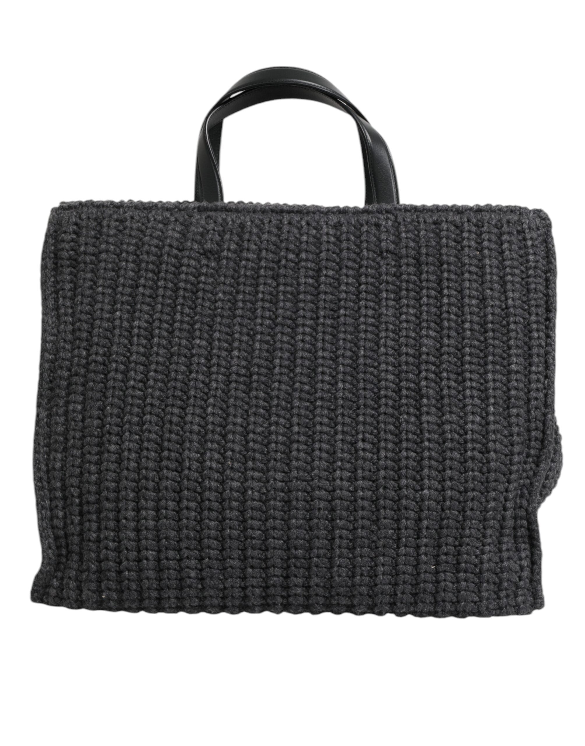 Dolce &amp; Gabbana – Große Shopper-Tasche mit DG-Logo in Schwarz mit Häkelmuster