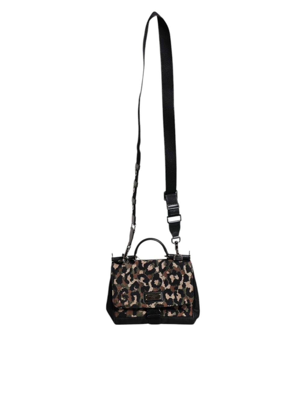 Dolce &amp; Gabbana – Sicily – Tragetasche aus lackiertem Nylon mit Leopardenmuster in Braun