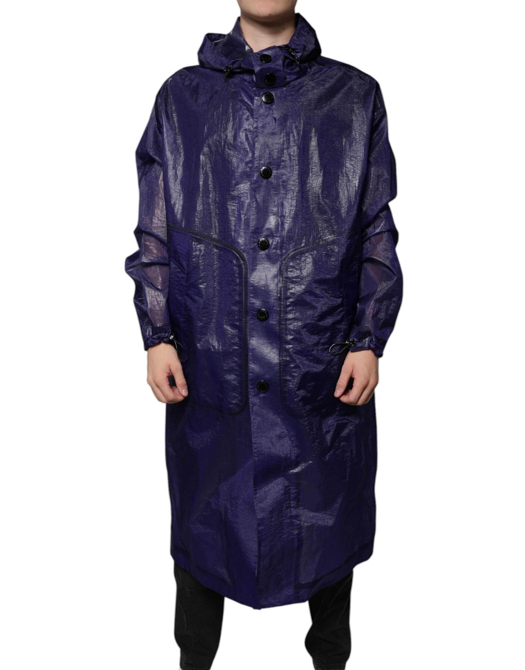 Dolce &amp; Gabbana Dunkelblaue Regenjacke aus Baumwolle mit Kapuze für Herren