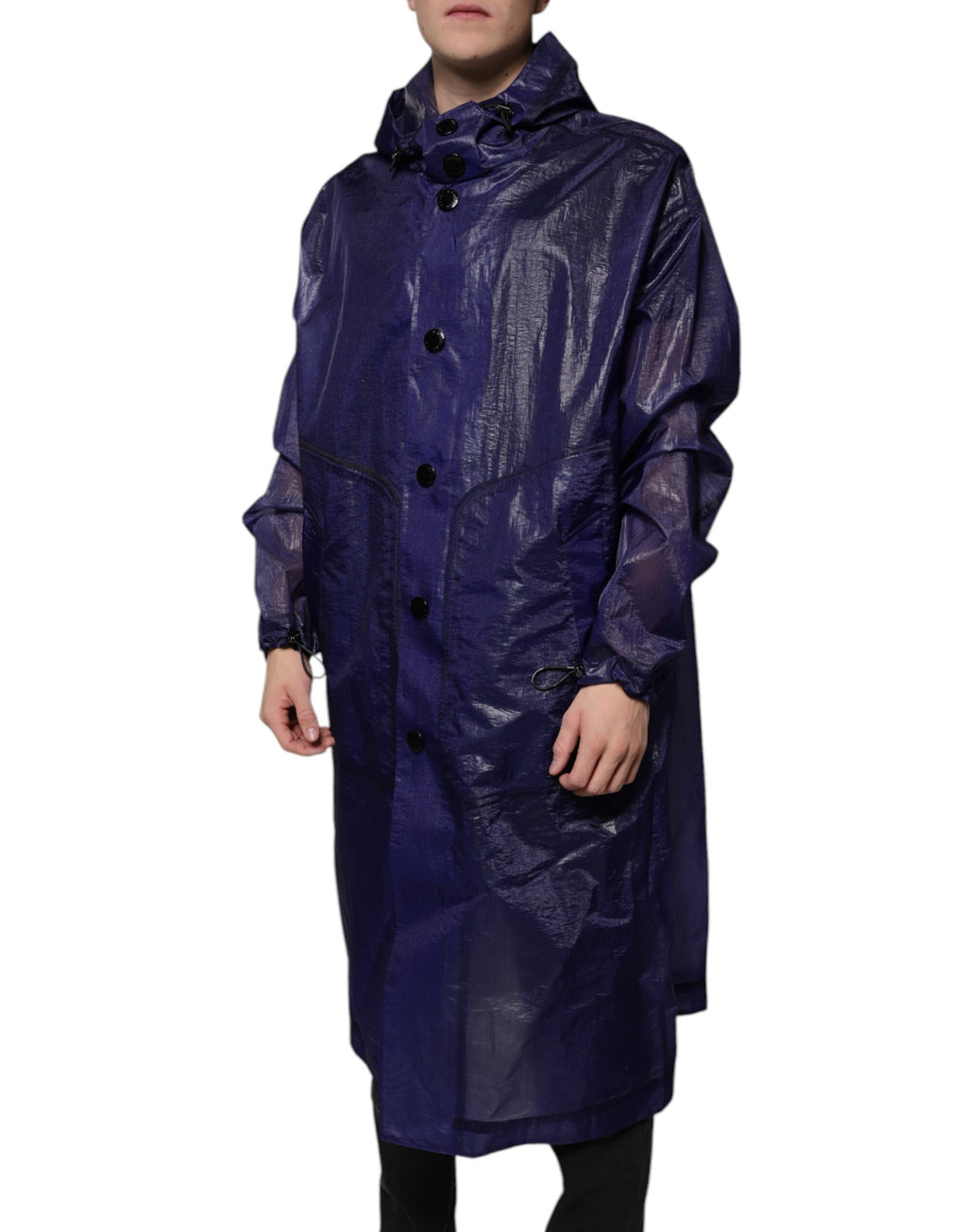 Dolce &amp; Gabbana Dunkelblaue Regenjacke aus Baumwolle mit Kapuze für Herren
