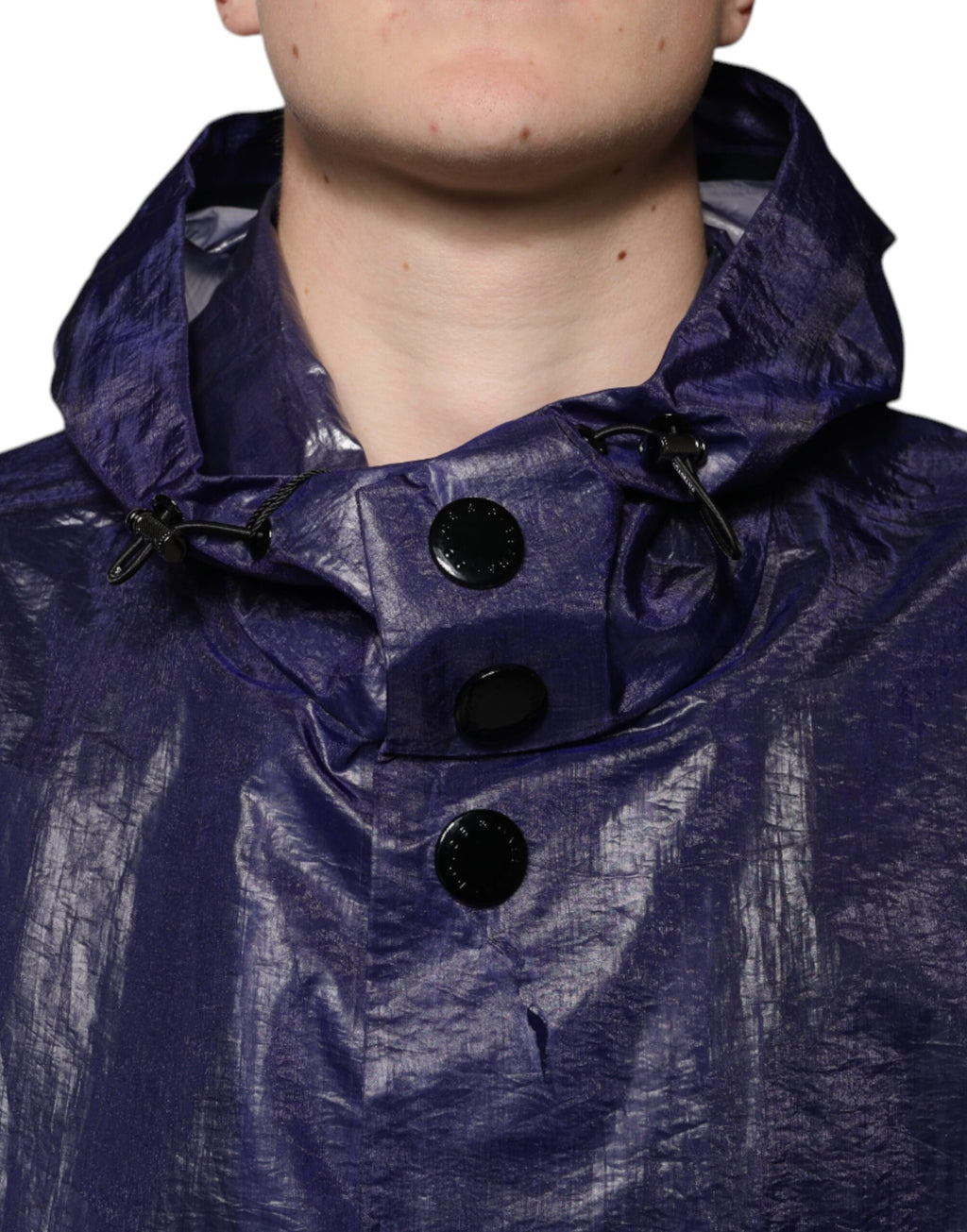 Dolce &amp; Gabbana Dunkelblaue Regenjacke aus Baumwolle mit Kapuze für Herren