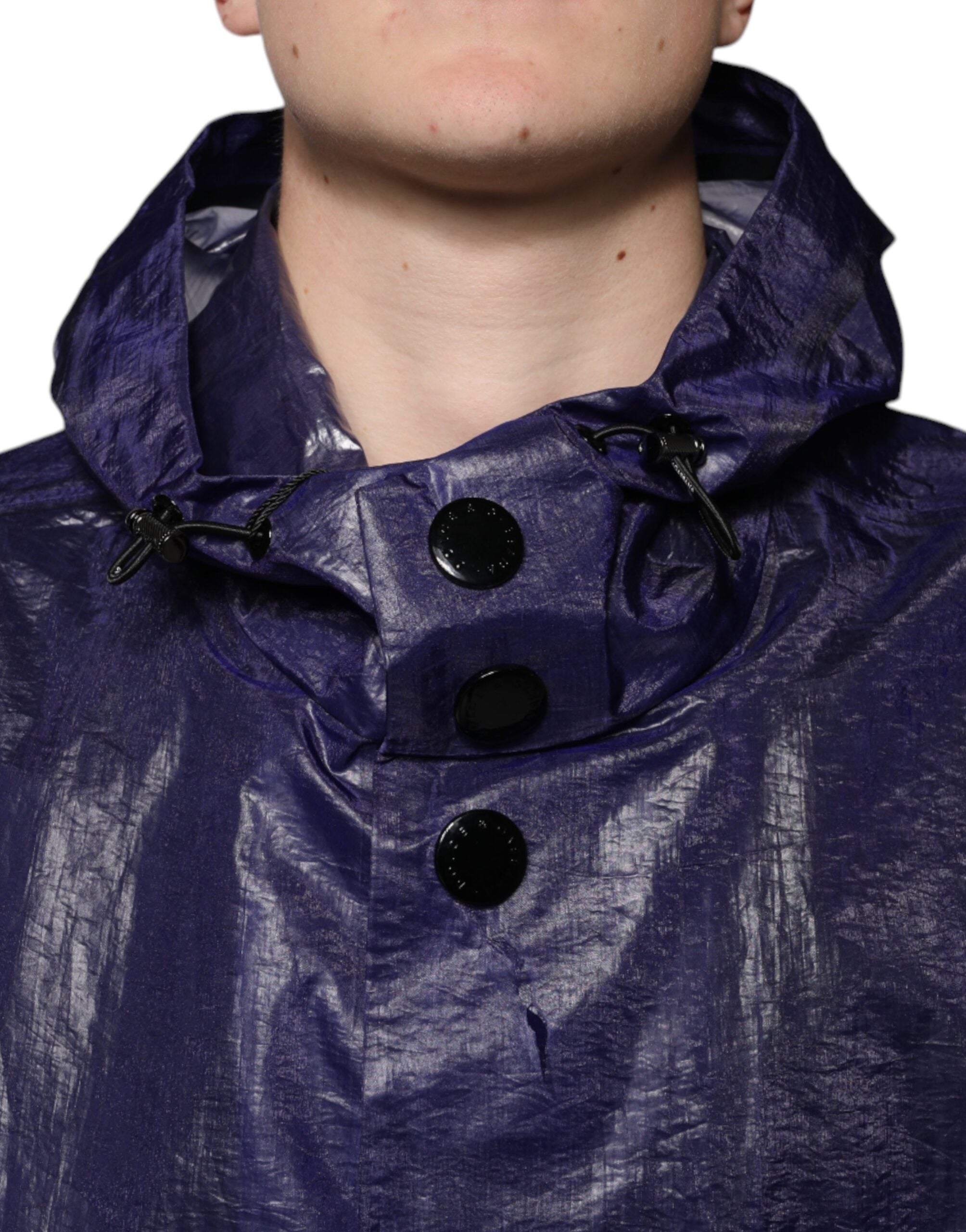 Dolce &amp; Gabbana Dunkelblaue Regenjacke aus Baumwolle mit Kapuze für Herren
