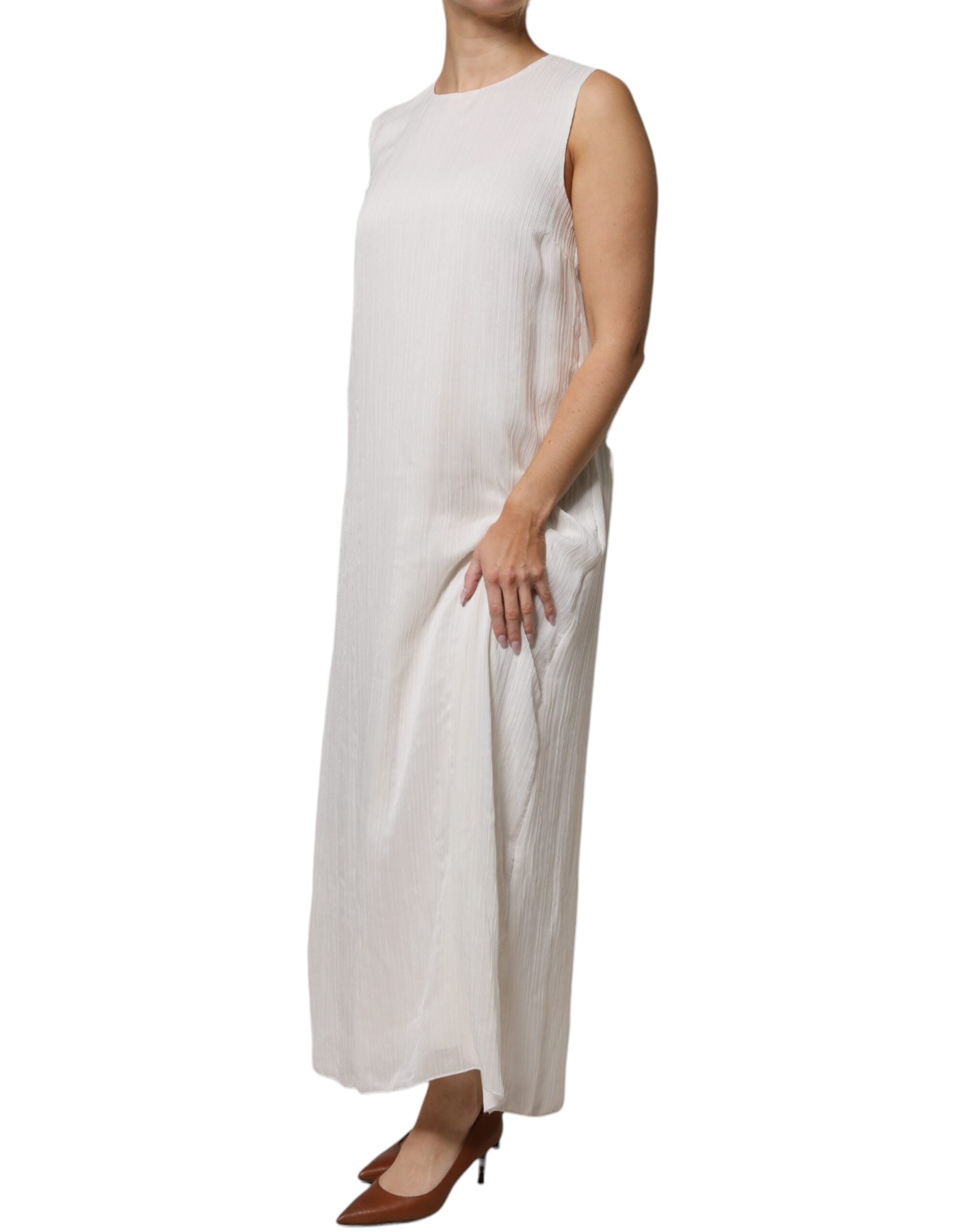 Peserico – Langes, ärmelloses Maxikleid mit Rundhalsausschnitt in Weiß