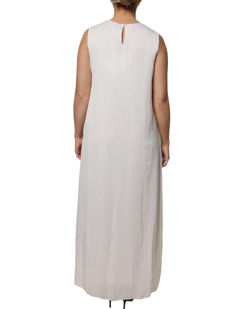 Peserico – Langes, ärmelloses Maxikleid mit Rundhalsausschnitt in Weiß