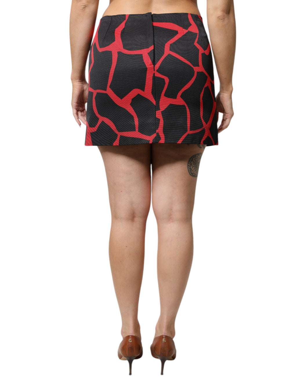 Dolce &amp; Gabbana – Schwarz-roter abstrakter A-Linien-Minirock mit mittlerer Taille