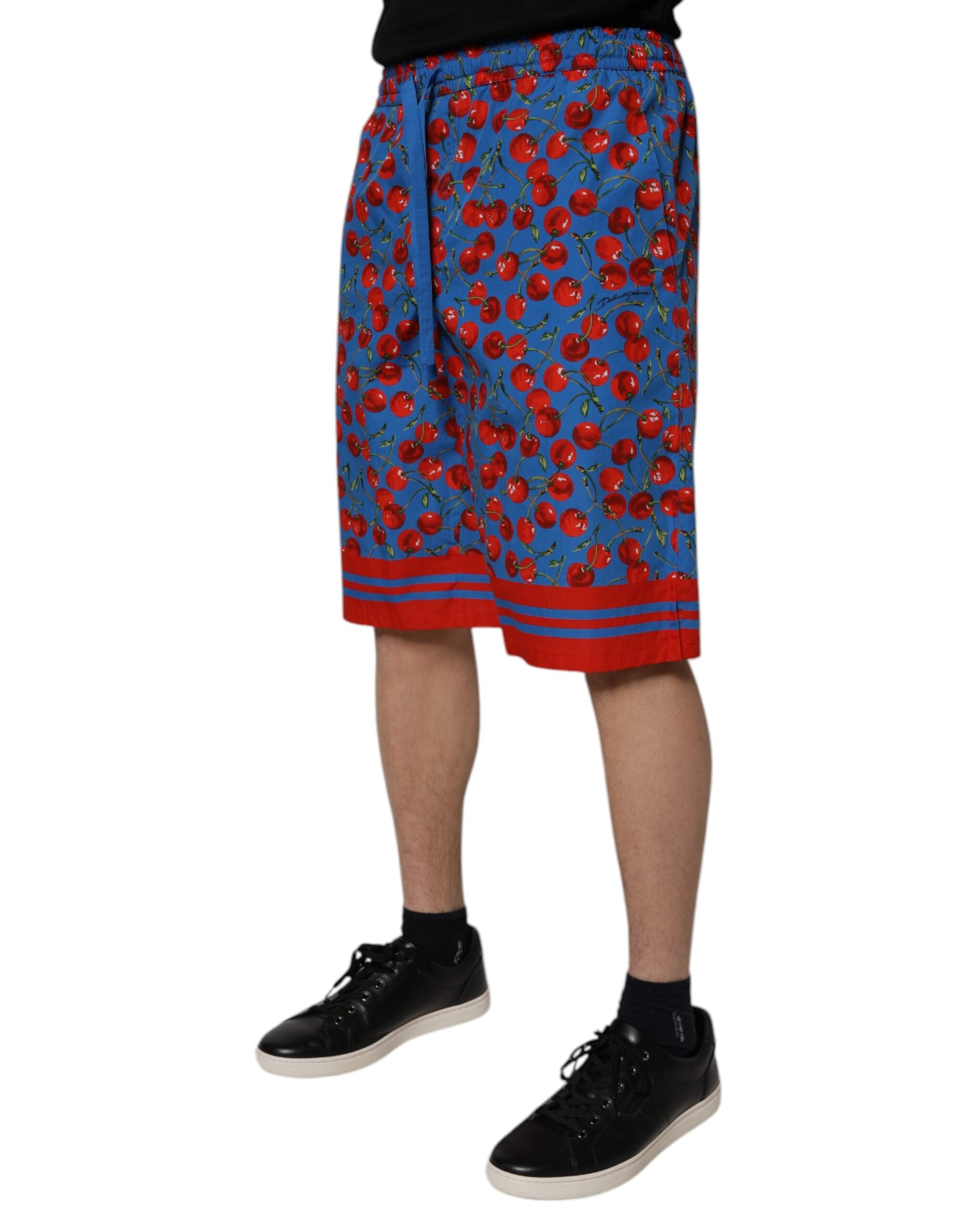 Dolce &amp; Gabbana – Bermudashorts aus Baumwolle mit blauem Kirschdruck für Herren