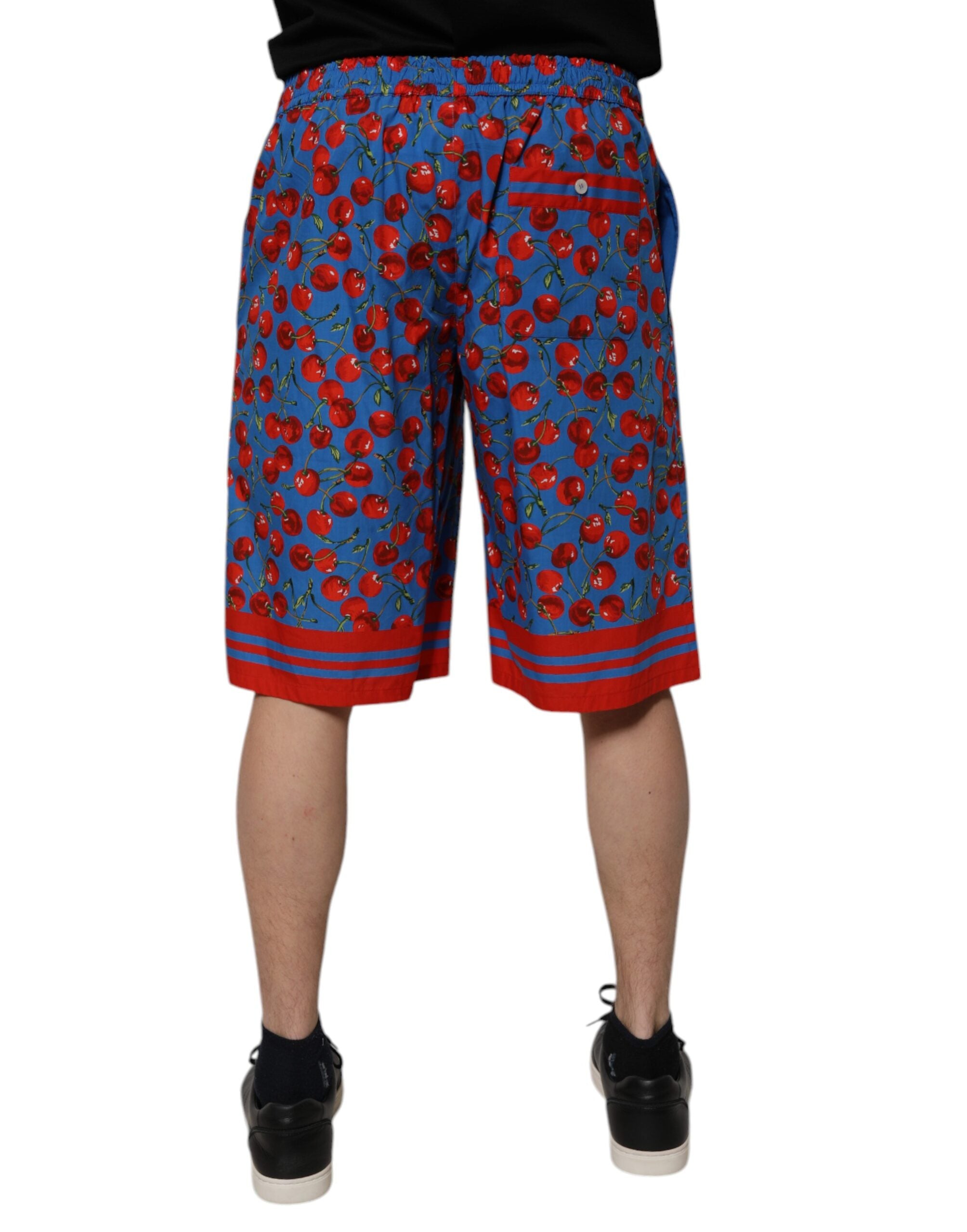 Dolce &amp; Gabbana – Bermudashorts aus Baumwolle mit blauem Kirschdruck für Herren