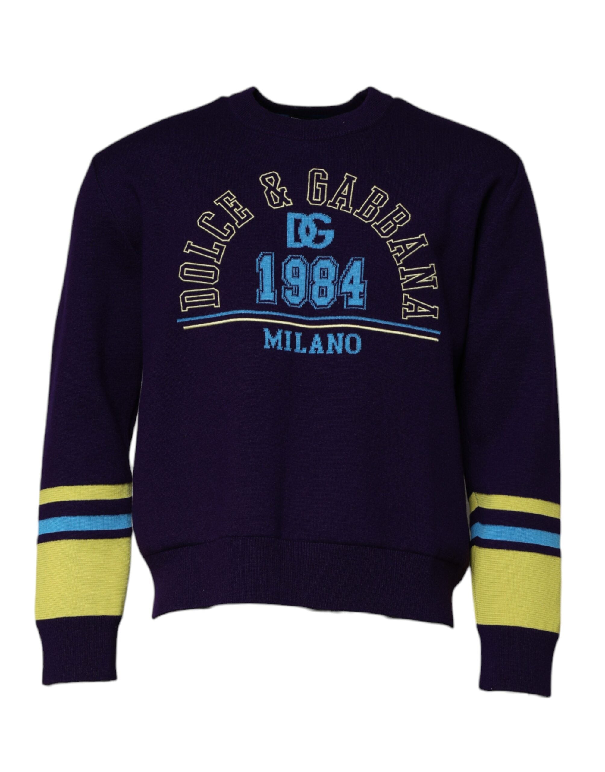 Dolce &amp; Gabbana Blaues 1984 Milano Sweatshirt mit Rundhalsausschnitt