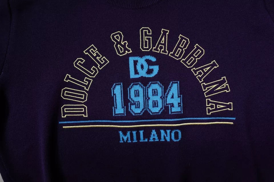 Dolce &amp; Gabbana Blaues 1984 Milano Sweatshirt mit Rundhalsausschnitt