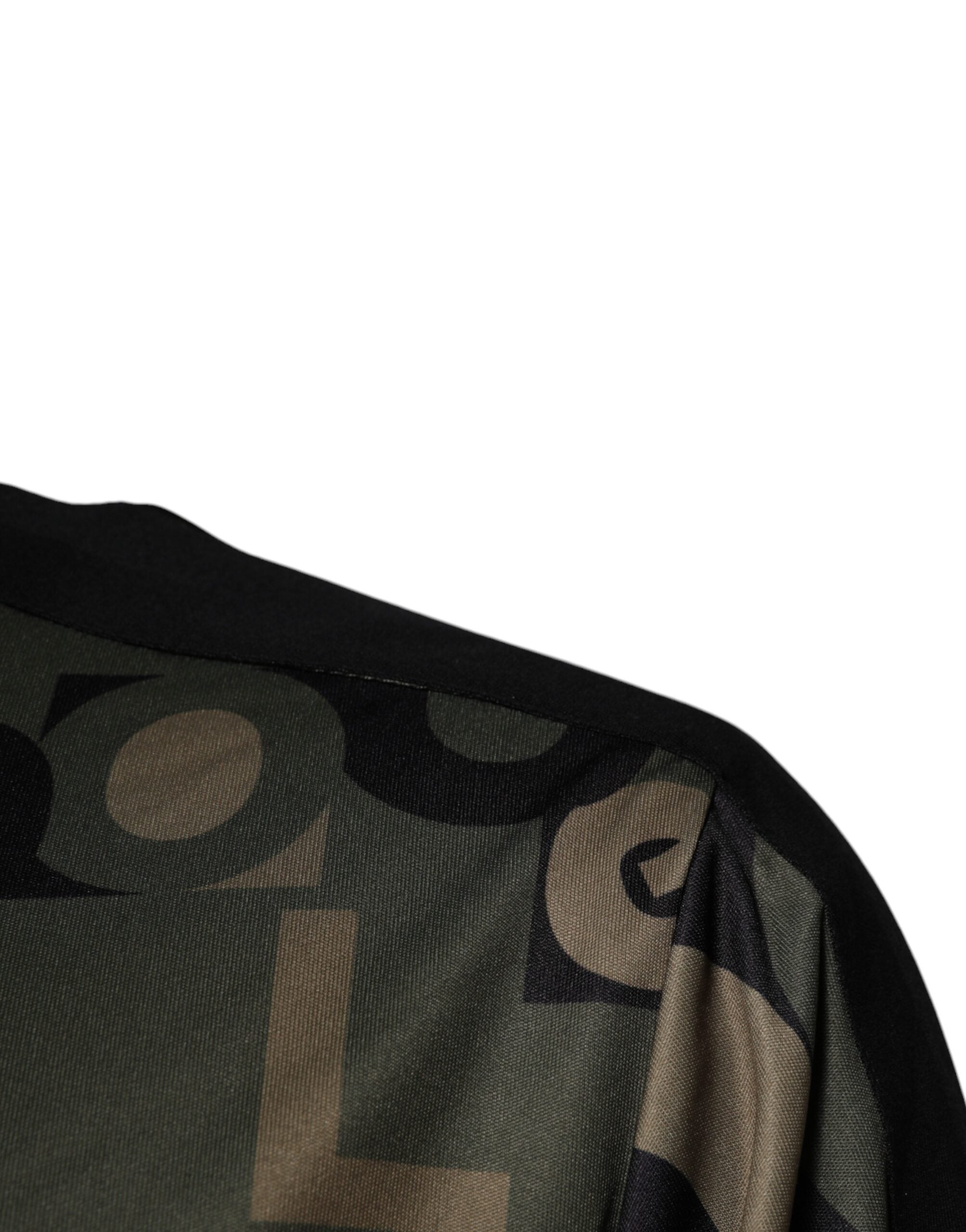 Dolce &amp; Gabbana Armeegrüner Polyester-Pullover mit durchgehendem Reißverschluss und Logo