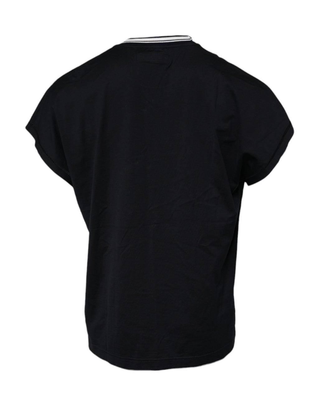 Dolce &amp; Gabbana Dunkelblaues T-Shirt aus Baumwolle mit Rundhalsausschnitt und Krone