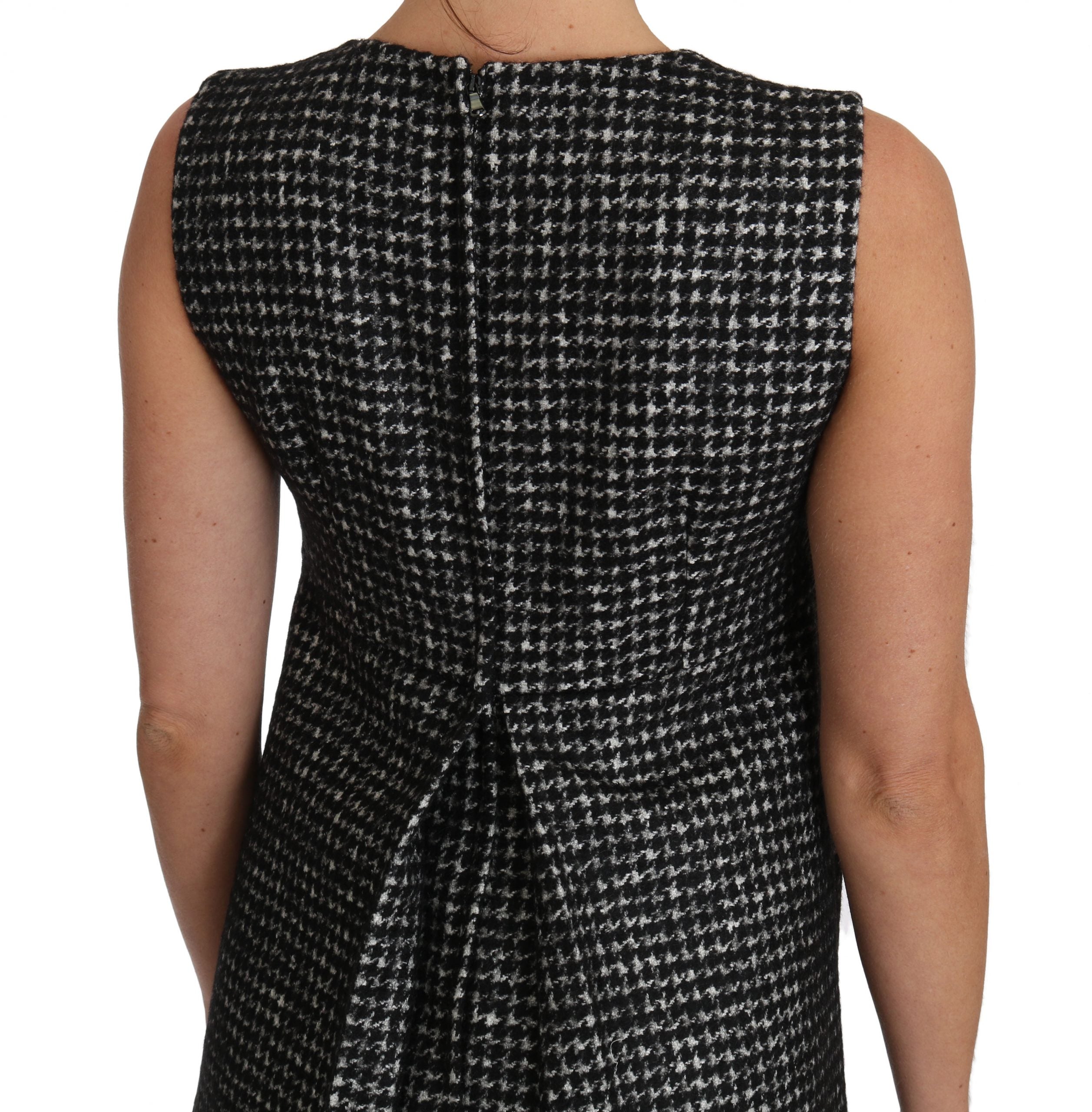 Dolce &amp; Gabbana Elegantes graues Mini-A-Linien-Kleid mit lila Tulpe